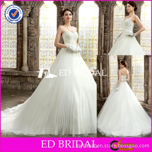 BN94 A-line Top Lace Appliqued Pleated Organza Real Picture African Wedding Dresses 2015